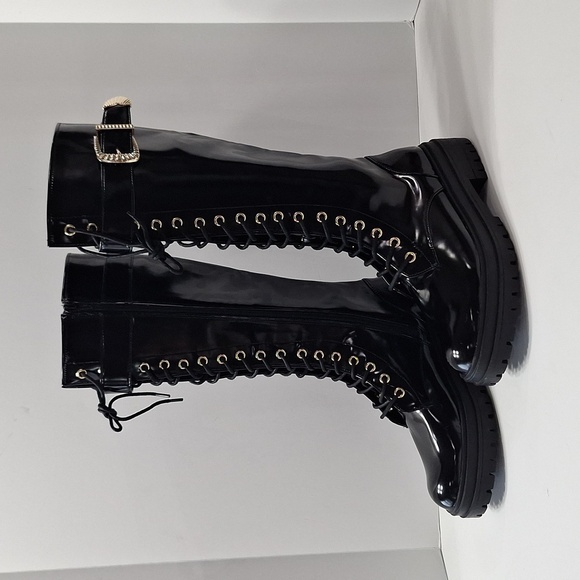 Gianni Bini Black Sky Scraper Whimsigoth Lug Sole Punk Platform Boots Size 7.5 - Picture 4 of 13